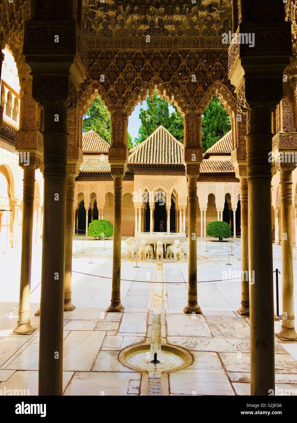 Internal courtyard at the La Alhambra Palace in Granada, Spain. Stock Photo