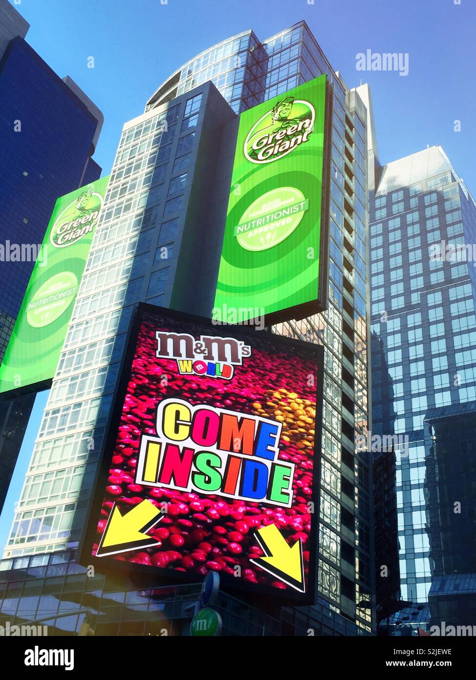 Huge electronic billboards above the M & M candy store, Times Square