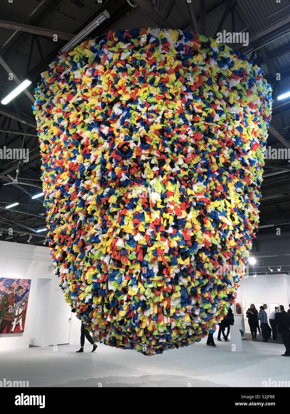 Plastic Bags, 2019. Installation art by Pascale Marthine Tayou at The Armory Show, Pier 94, New York Stock Photo