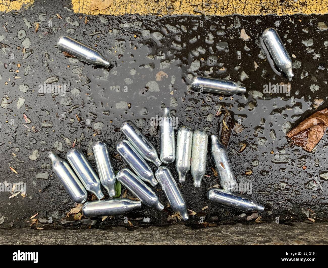 Nitrous oxide cannisters - Smartphone Captured Stock Image