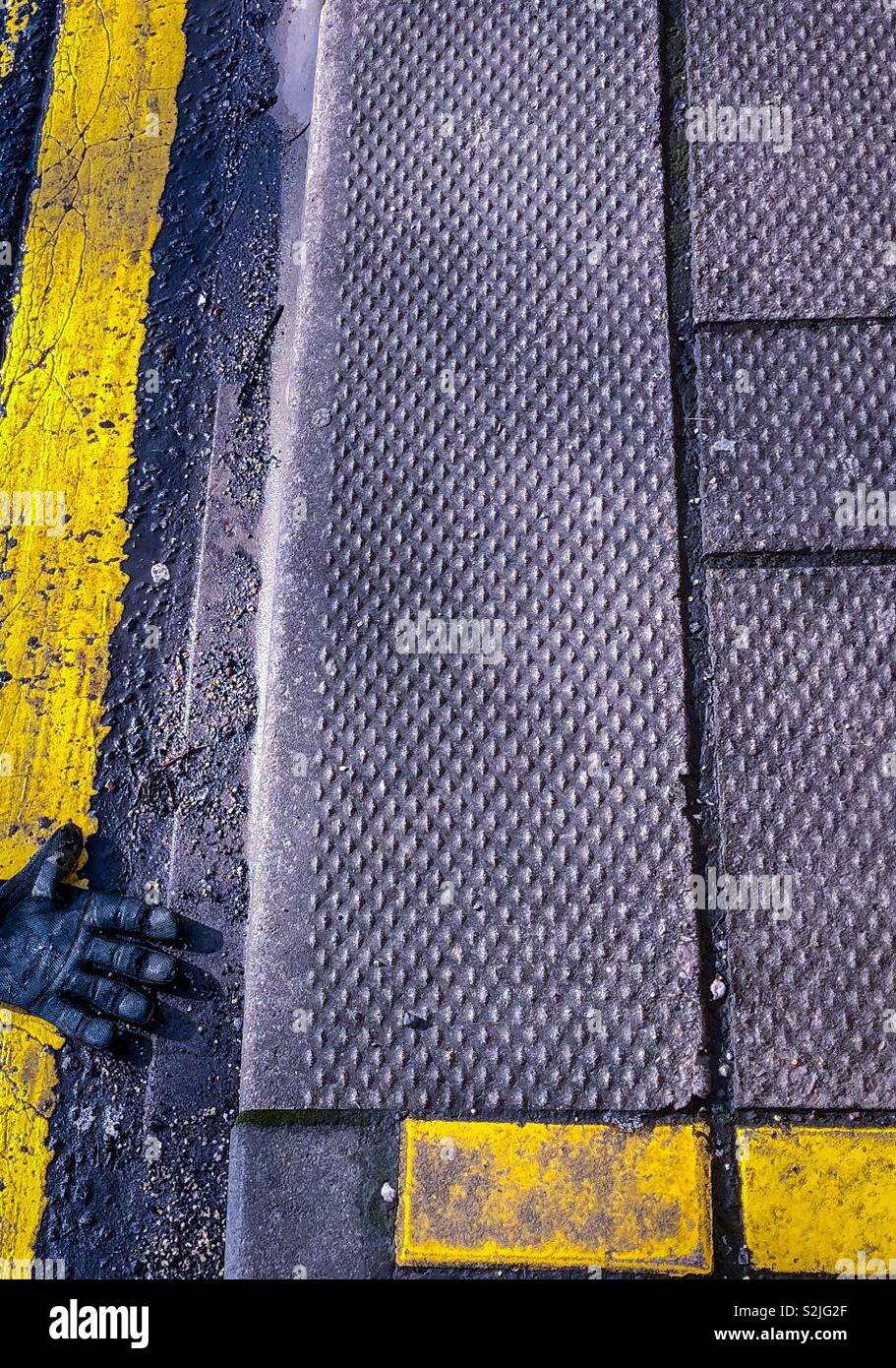 Edge of the road. Glasgow. Scotland. UK. - Smartphone Captured Stock Image