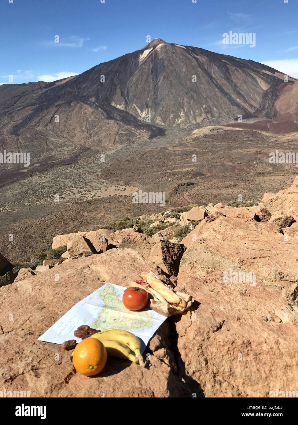 Breakfast with a view. Guajara peak view, Teide National park, Tenerife