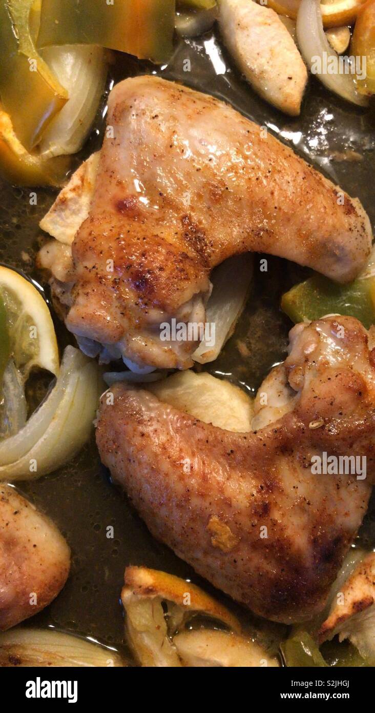 Roast chicken meal Stock Photo Alamy