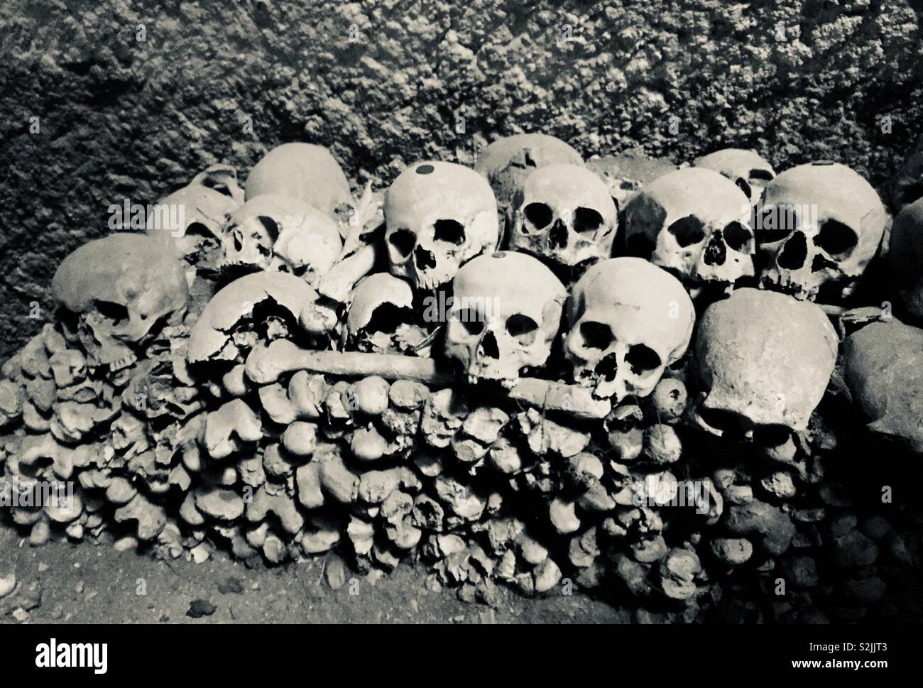 Bones in catacomb - Smartphone Captured Stock Image