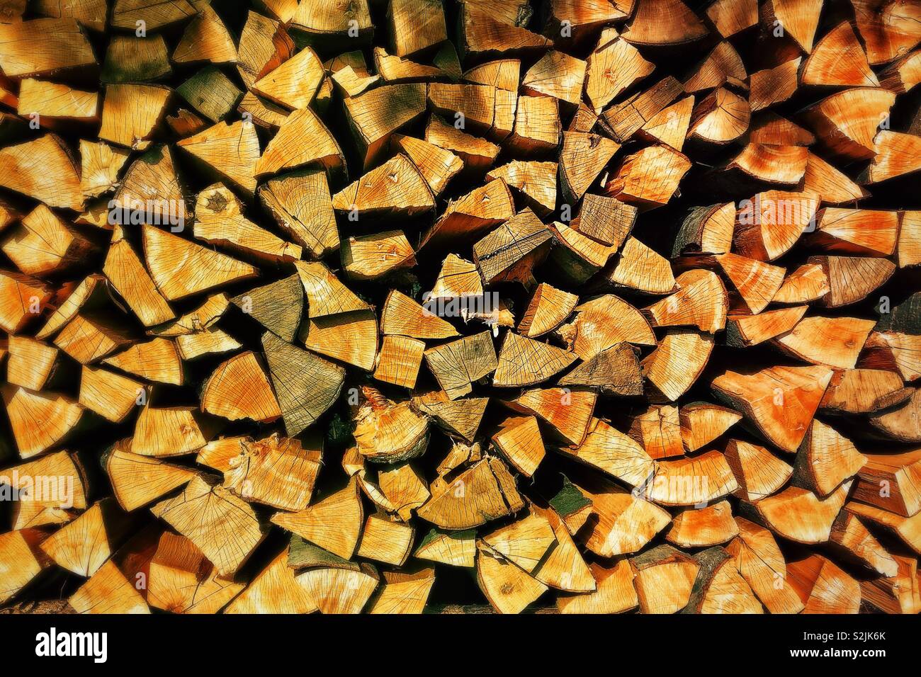 Stacked firewood - Smartphone Captured Stock Image