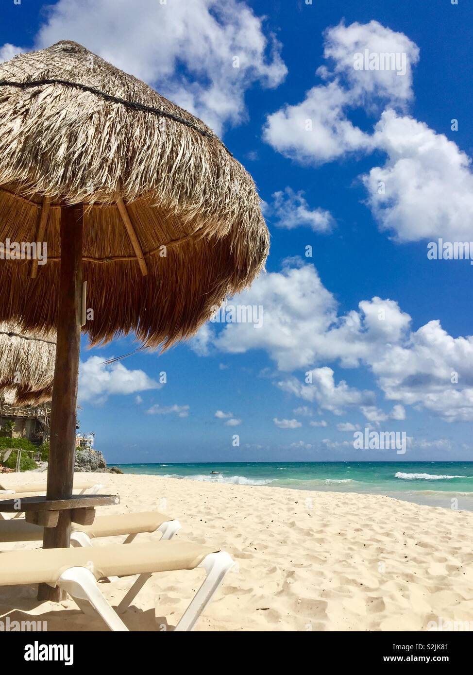 Cabana on the beach, tulum, Mexico Stock Photo