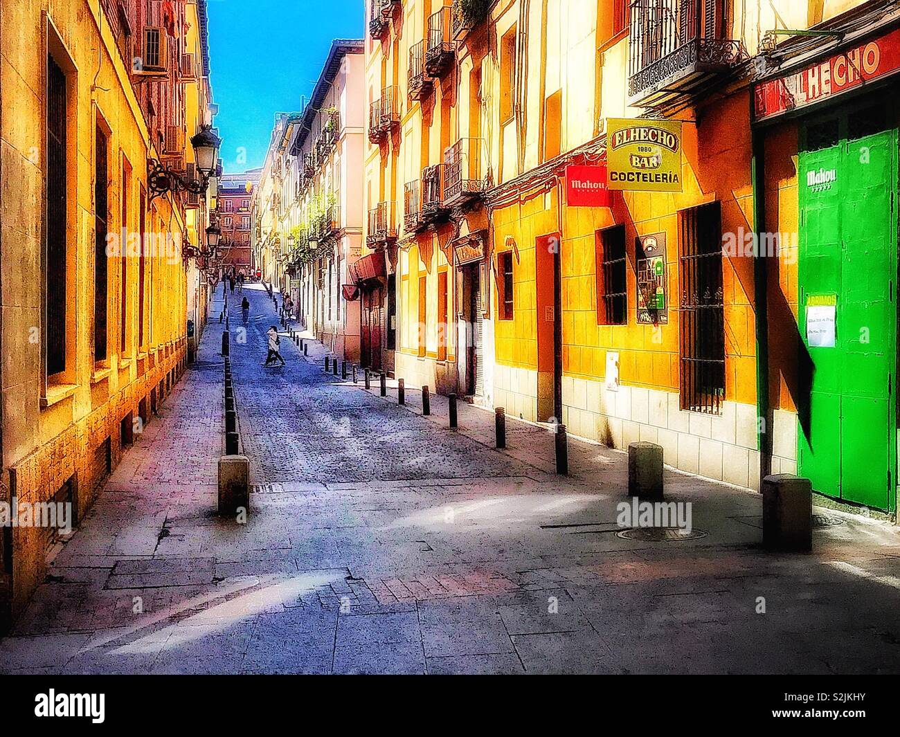 Sunny Street, las letras district, Madrid, Spain - Smartphone Captured Stock Image