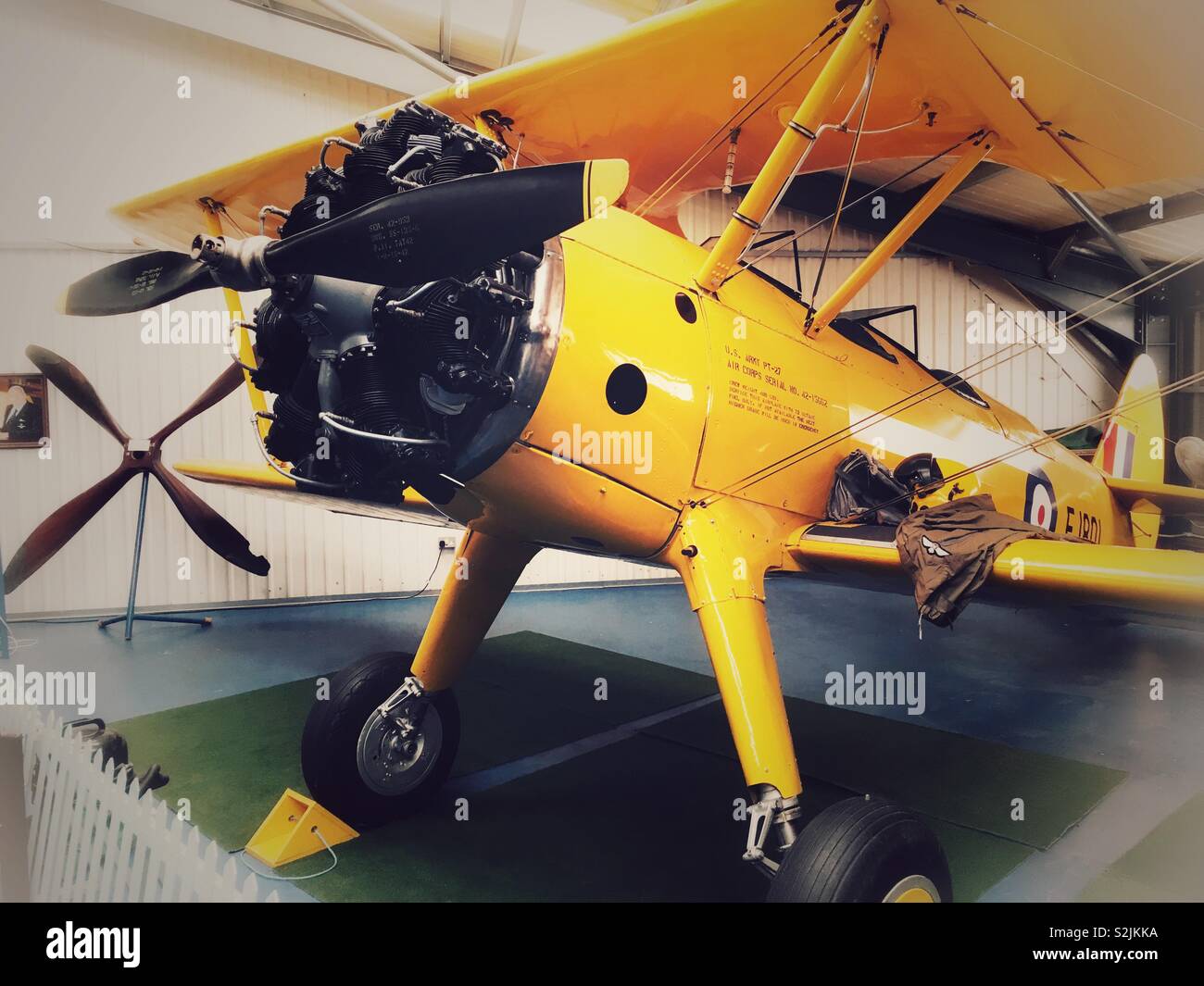 Boeing Stearman PT-27 Kaydet, Norfolk and Suffolk aviation museum, Flixton, Suffolk, England. - Smartphone Captured Stock Image