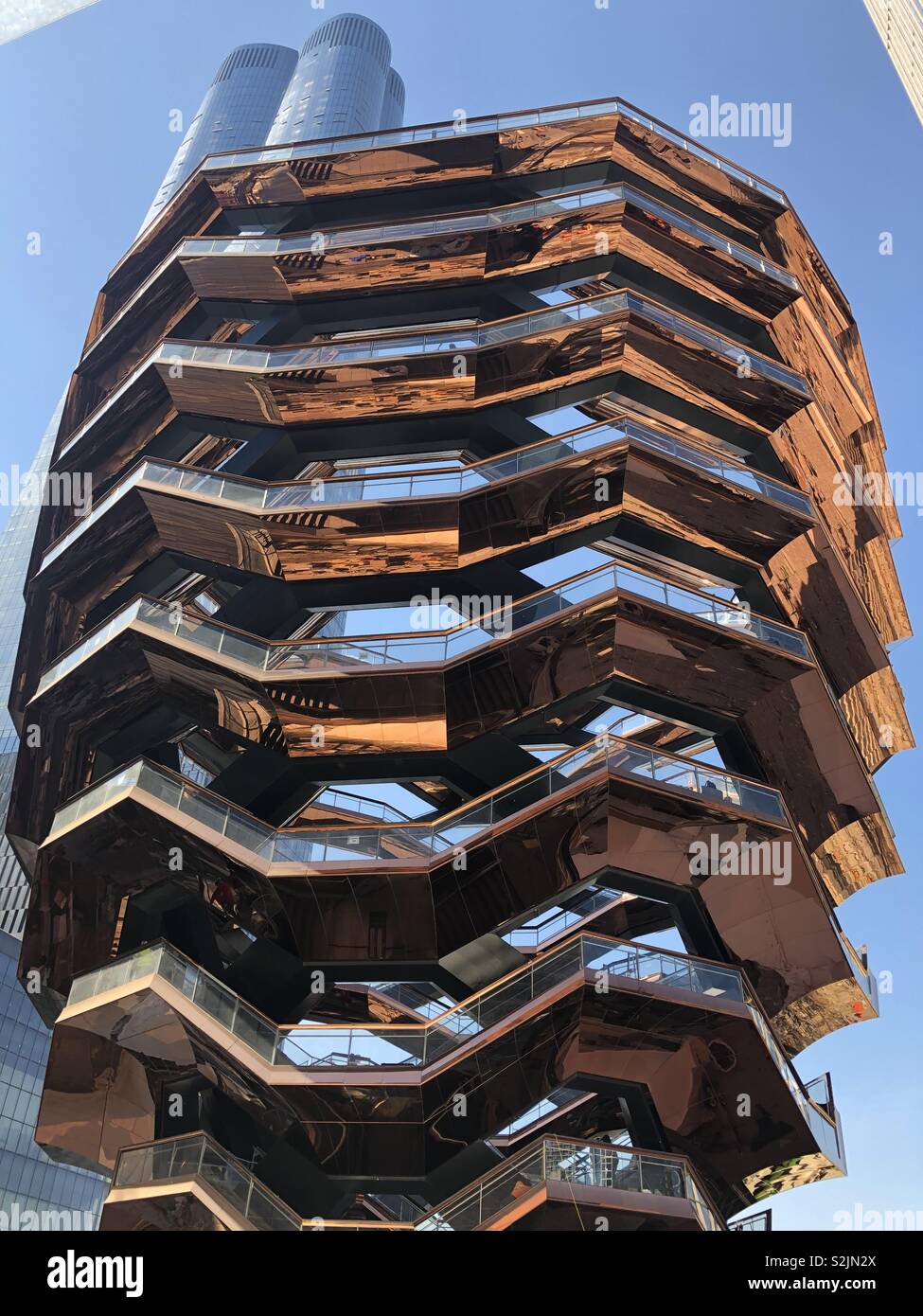 ‘The Vessel’ interactive sculpture at the heart of the new Hudson Yards neighbourhood in New York City. Designed by British architect Thomas Heatherwick. Opened on 15/3/19 Stock Photo