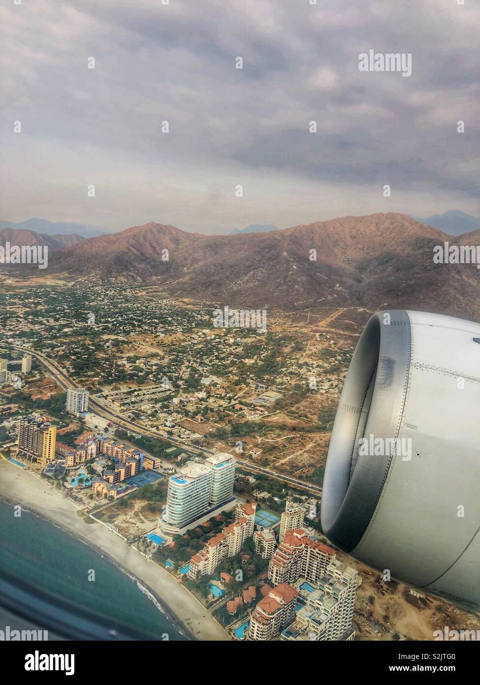 Flying over Santa Marta, Colombia. - Smartphone Captured Stock Image
