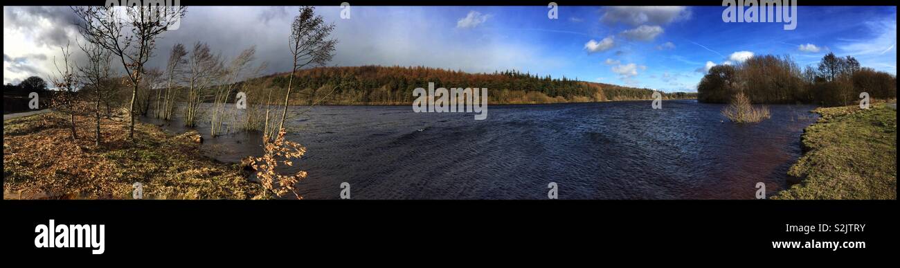 The view along the Swinsty and Fewston Reservoir walk, Yorkshire, England. - Smartphone Captured Stock Image