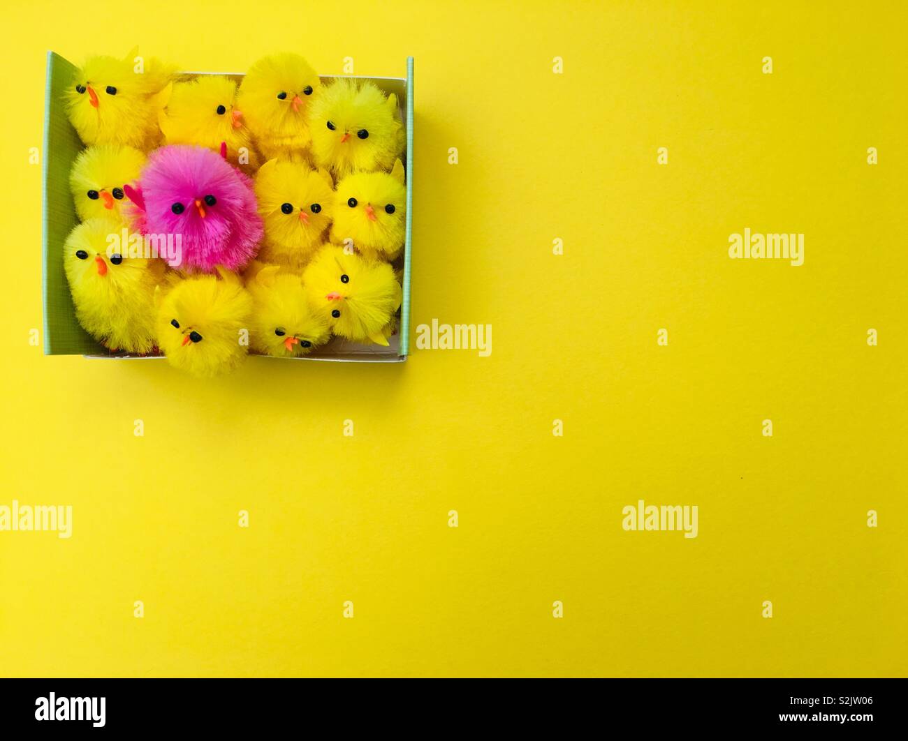 Easter chicks on a yellow background - Smartphone Captured Stock Image