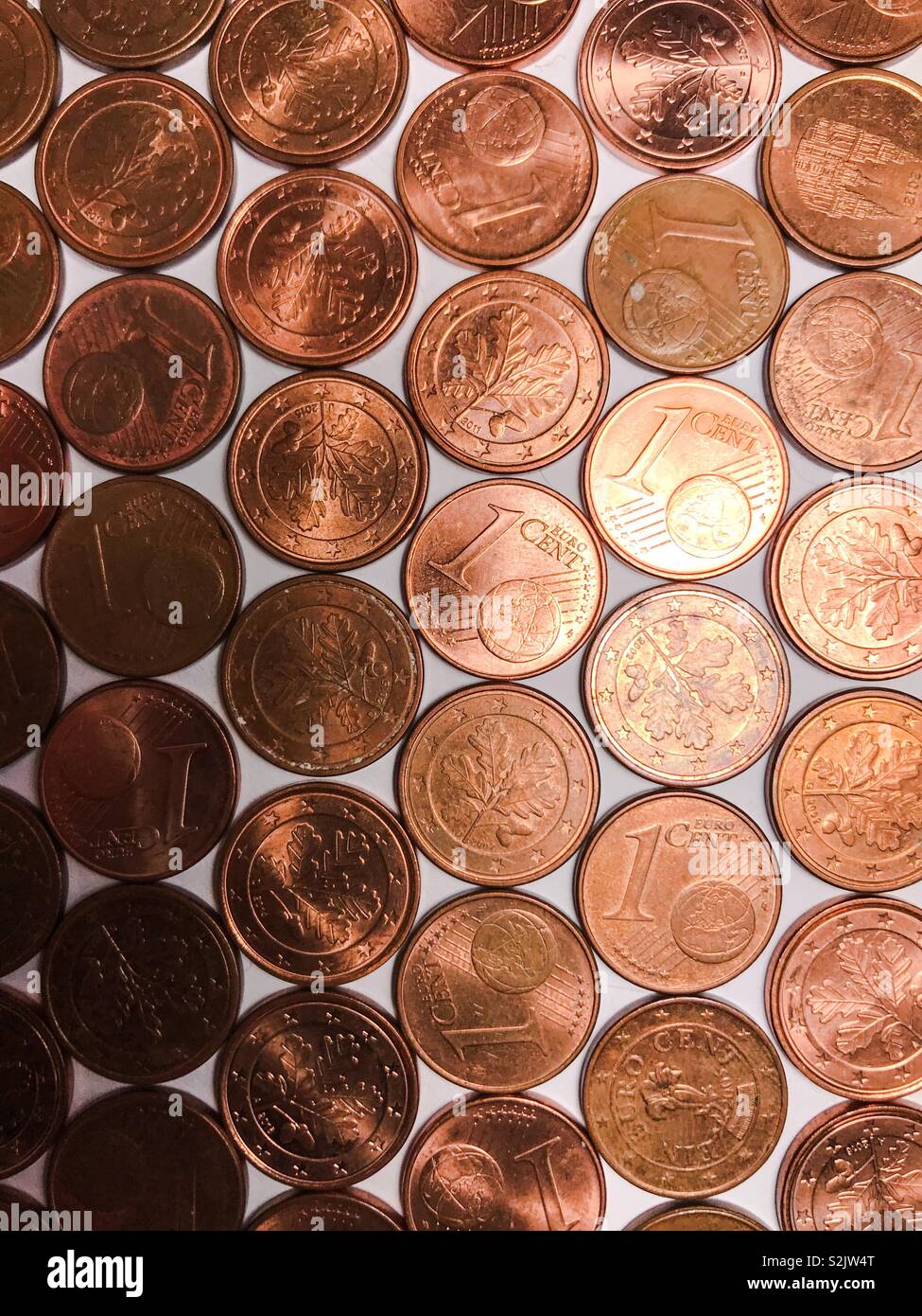 One euro cent coins texture Stock Photo