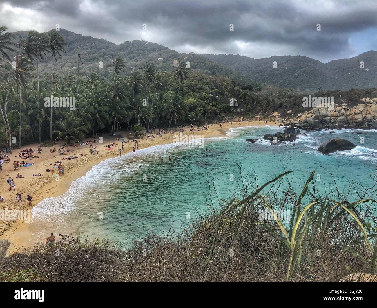 Cabo San Juan beach in Tayrona National Park in Santa Marta, Colombia. - Smartphone Captured Stock Image