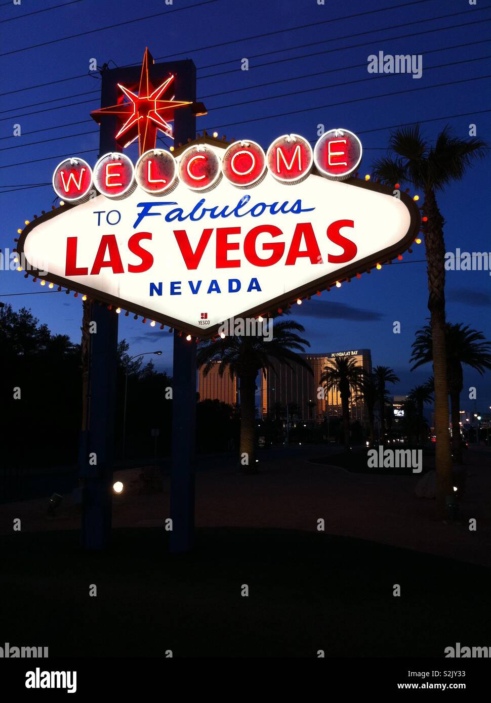 Welcome To Never Sleep City Las Vegas Sign With City At Night Background  (all Logo Had Been Removed). Stock Photo, Picture and Royalty Free Image.  Image 33028630.
