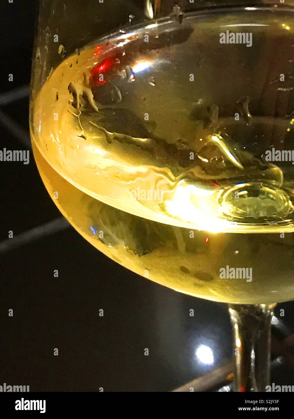 Glass of white wine. Close view. - Smartphone Captured Stock Image