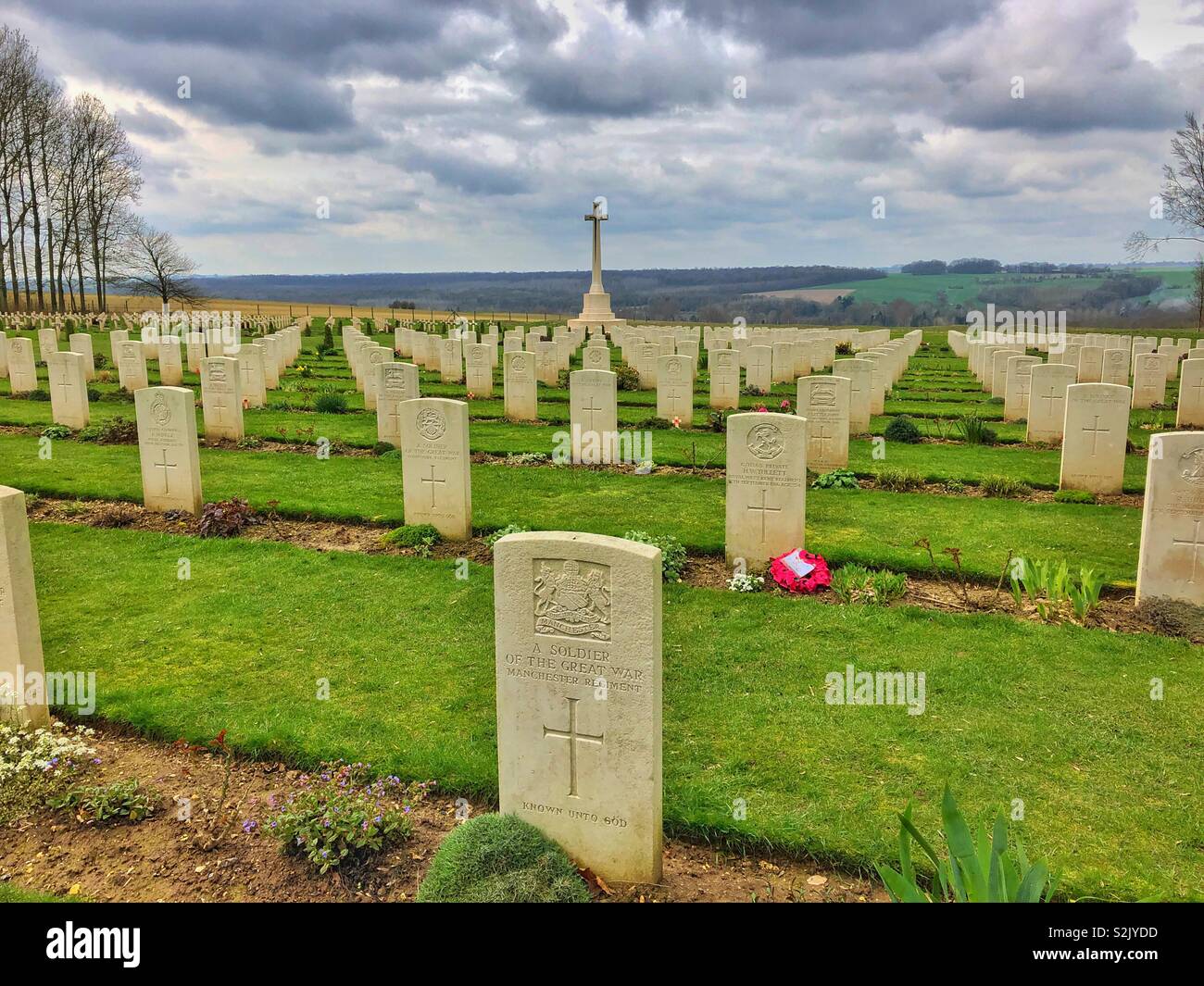 Thiepval cemetery near the Thiepval memorial, Normandy, France. Stock Photo