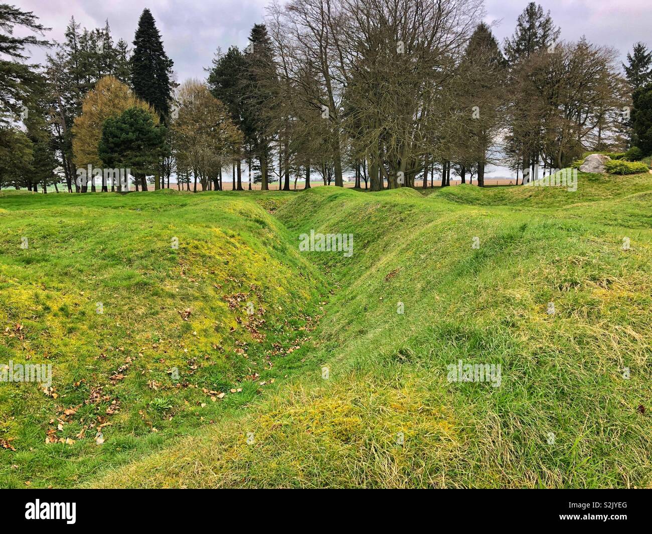Actual World War One trenches at the Beaumont- Hamel Newfoundland War Memorial, Normandy, France. - Smartphone Captured Stock Image