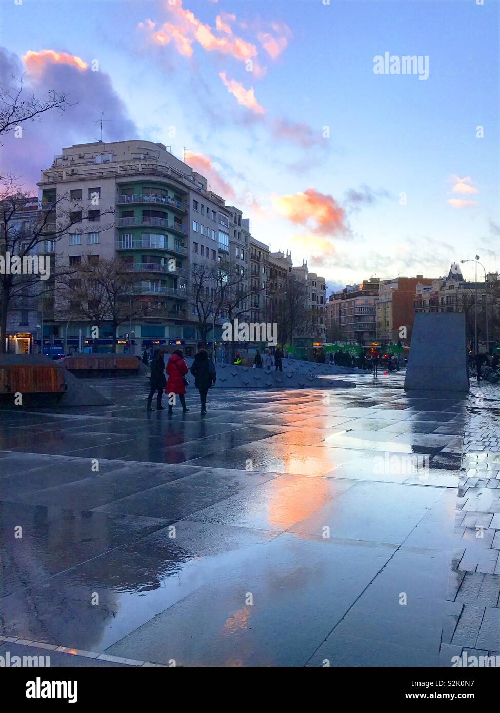 Reflection on wet pavement. - Smartphone Captured Stock Image