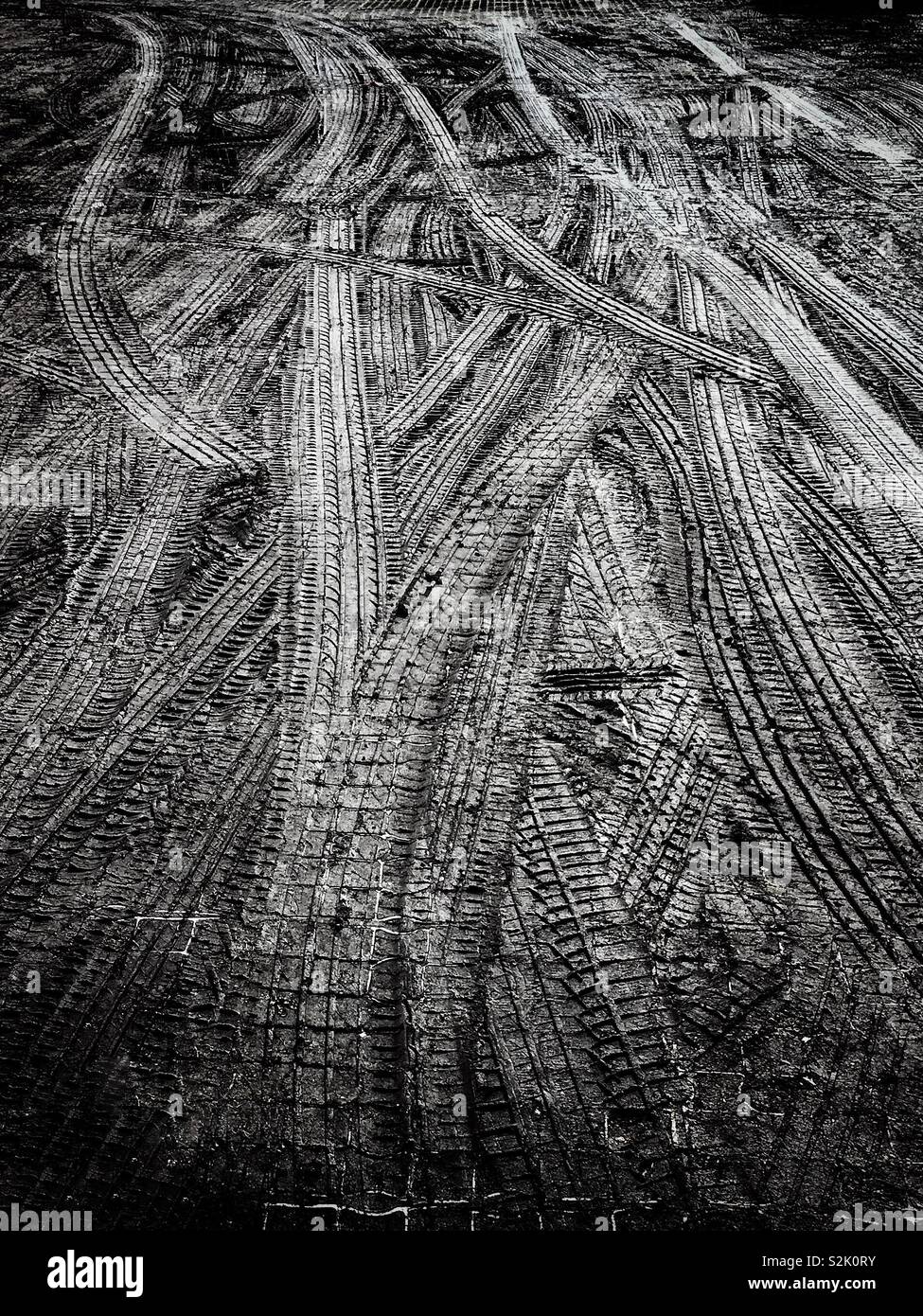 Tyre tracks in mud - Smartphone Captured Stock Image
