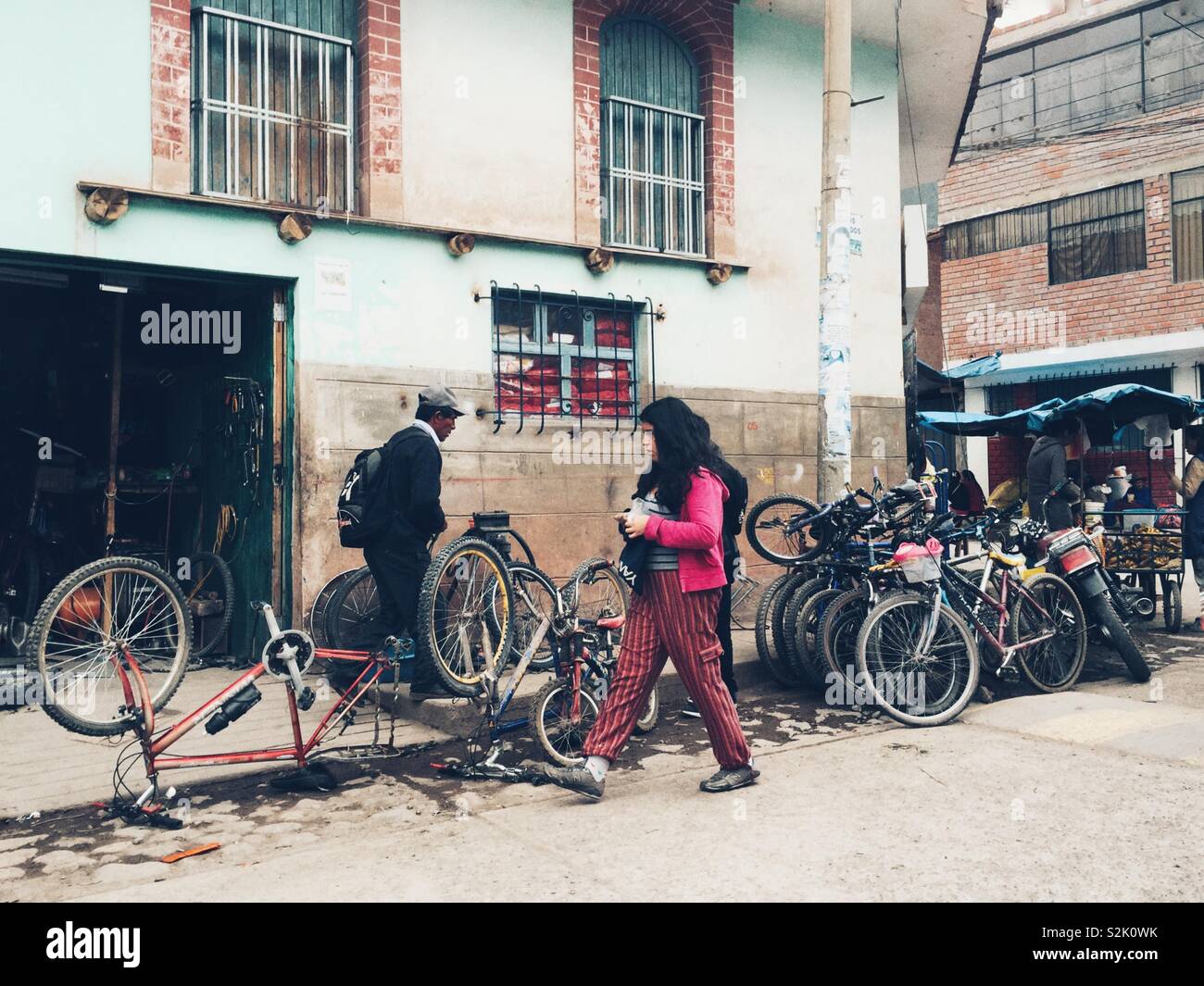 Morning in small Peruvian town - Smartphone Captured Stock Image
