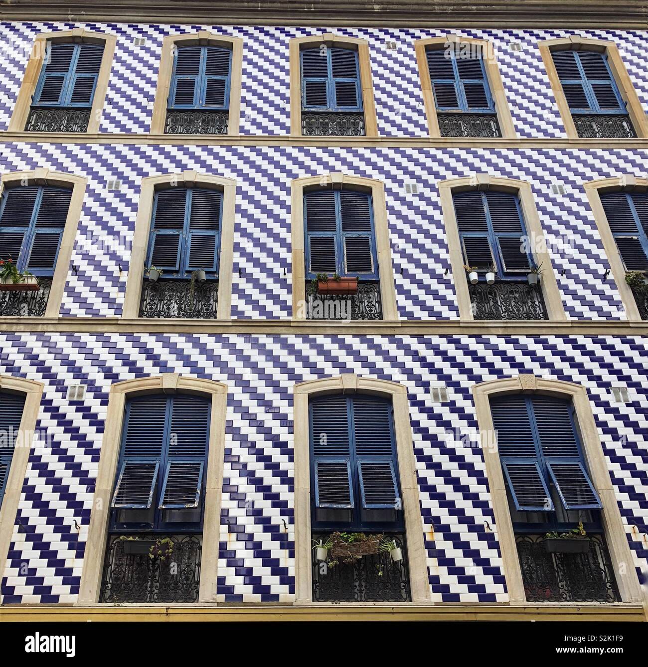 Facade of tiled building in Gibraltar - Smartphone Captured Stock Image