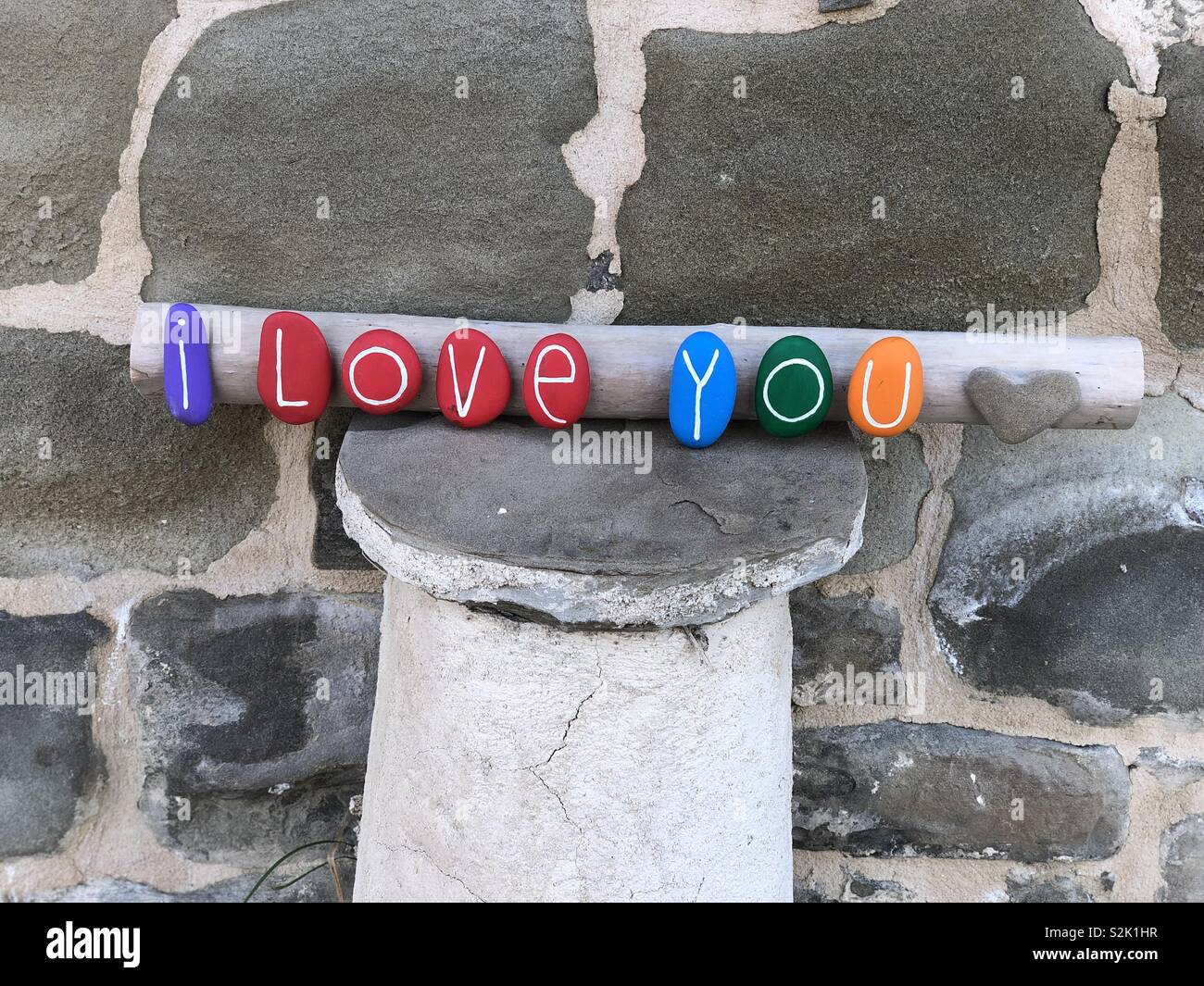 I love you message with colored stones Stock Photo