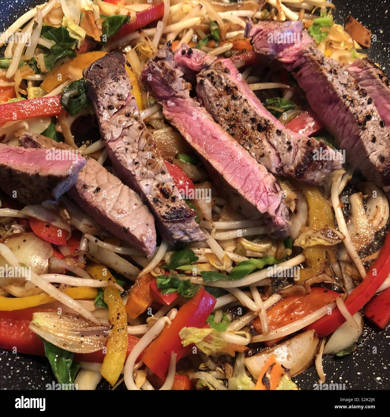 Steak Stirfry clean eating. Fresh food. Diet Stock Photo