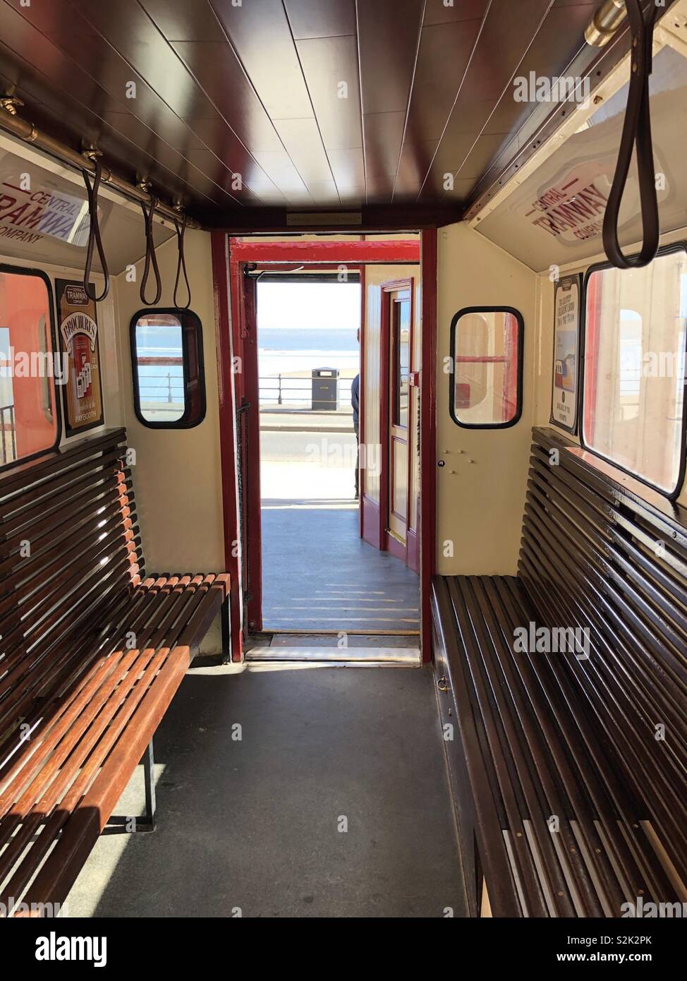 Interior of one of the cars on the Central Tramway, Scarborough, UK - Smartphone Captured Stock Image
