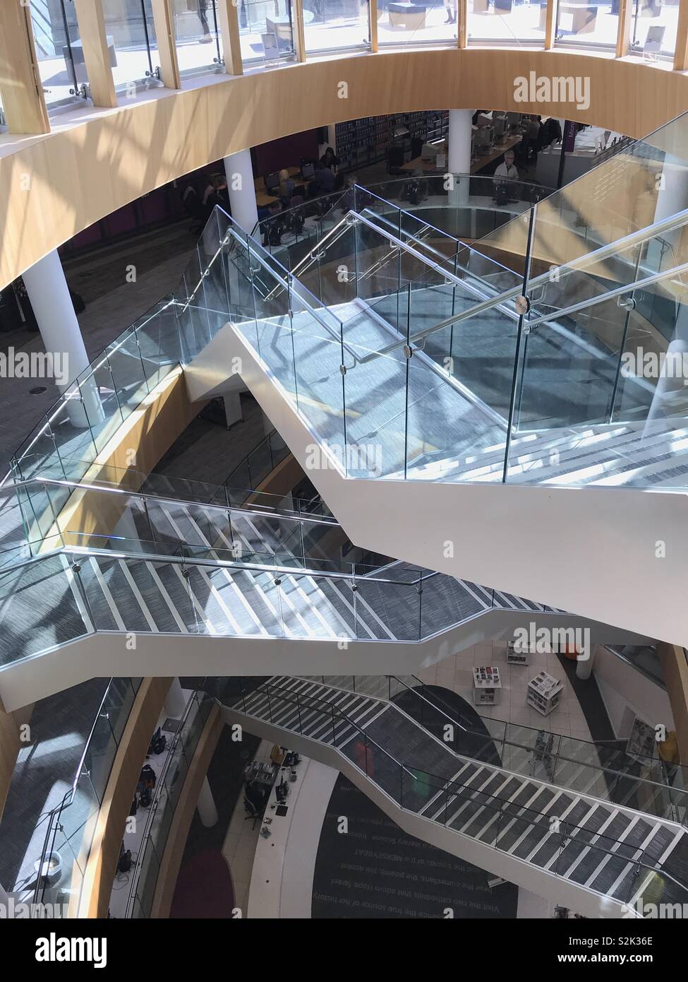 Staircases at Liverpool Central Library. The staircase crisscrossing