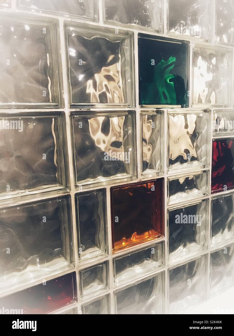 Glass wall with coloured glass Stock Photo Alamy