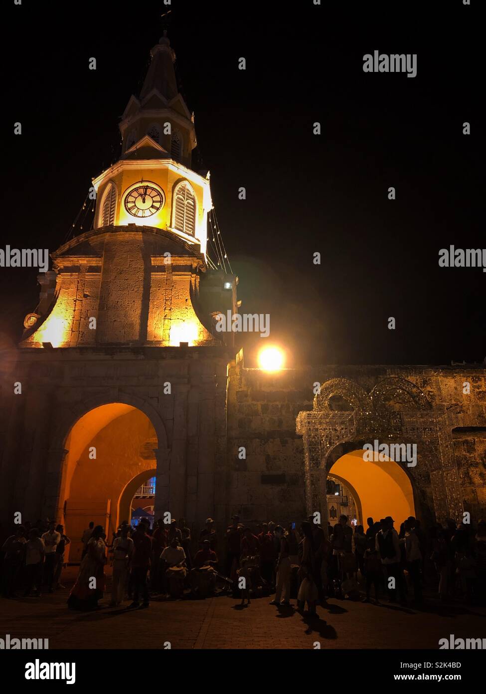 Old Town Cartagena, Colombia at night. - Smartphone Captured Stock Image