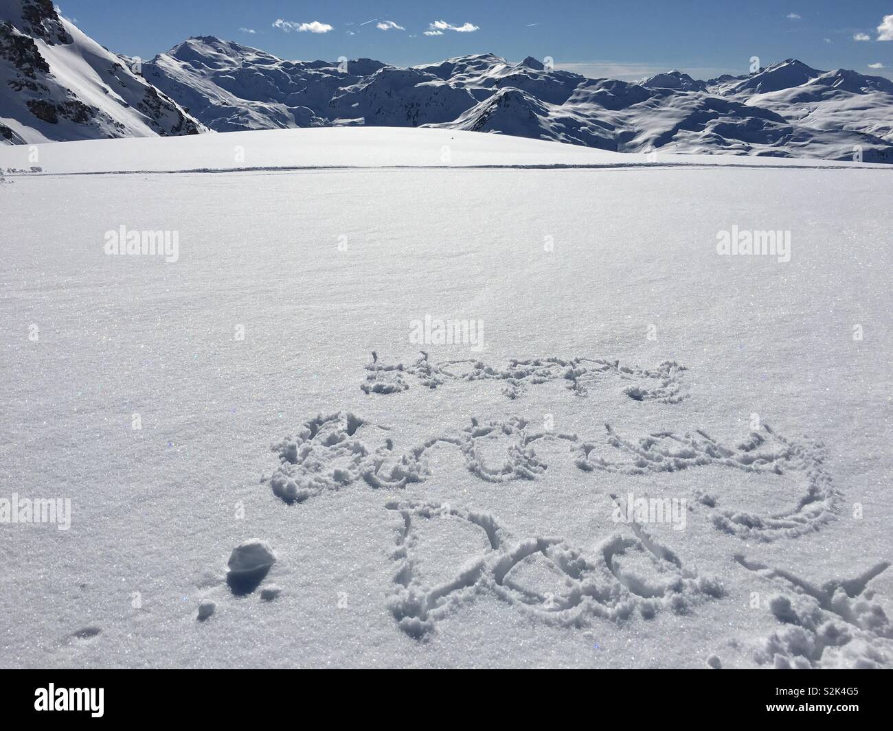Happy Birthday Dad Snow Mountain Stock Photo Alamy
