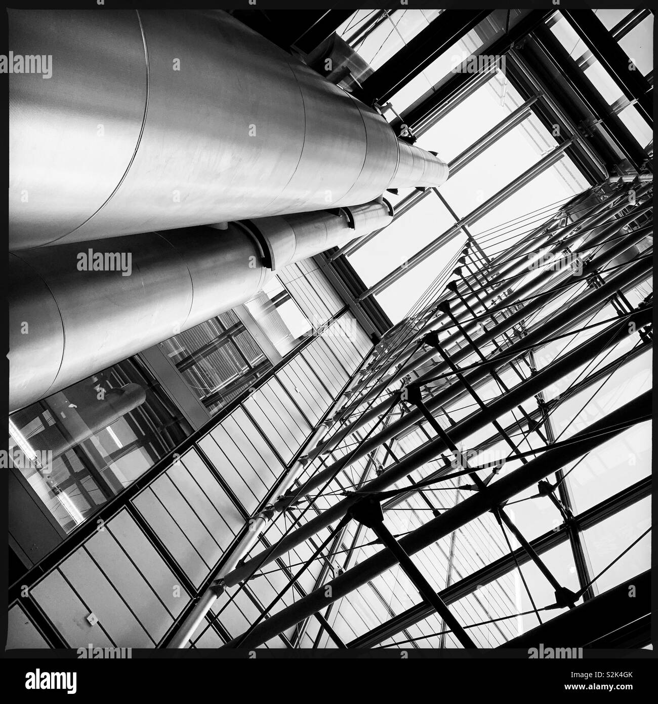 Internal view of Lloyd’s of London building designed by Richard Rogers - Smartphone Captured Stock Image