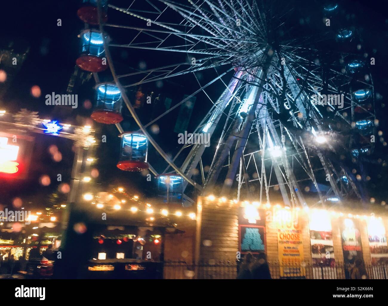 Christmas lights and Ferris wheel on Princes Street, Edinburgh Scotland United Kingdom Stock