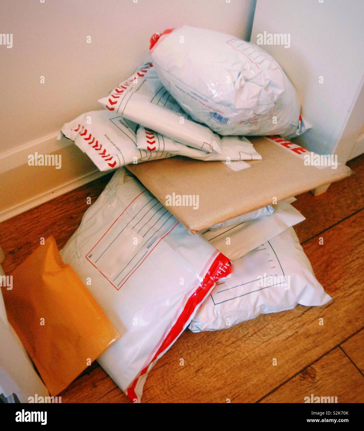 Pile of parcels for posting Stock Photo Alamy