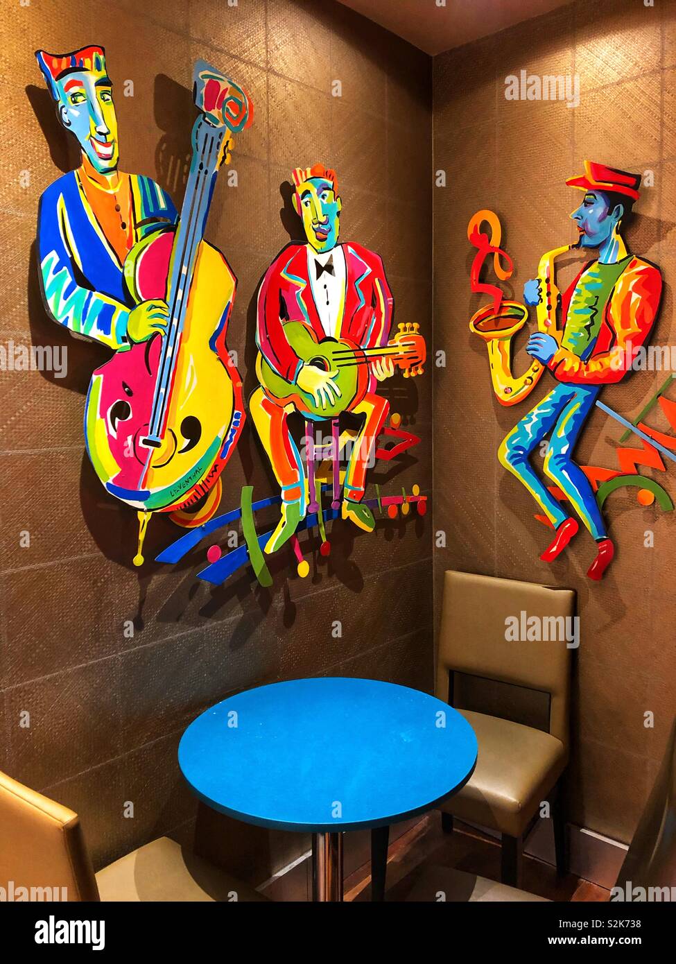 The jazzy corner in a restaurant. Stock Photo