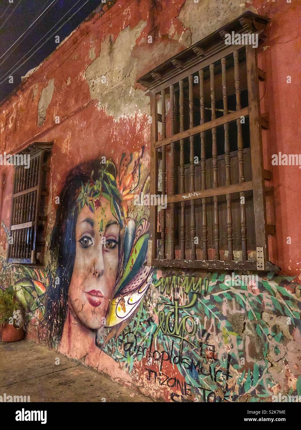 Street art in Cartagena, Colombia. - Smartphone Captured Stock Image