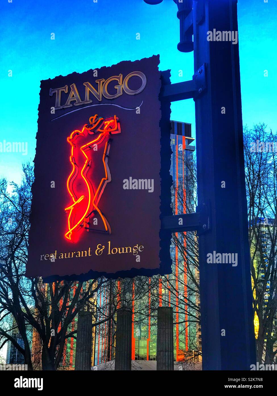 Tango restaurant sign in Seattle Washington - Smartphone Captured Stock Image