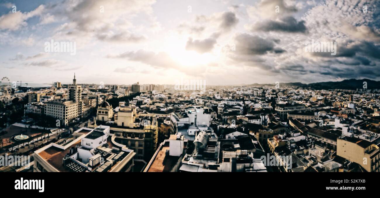View across Malaga from the rooftop bar at the AC Hotel Stock Photo Alamy