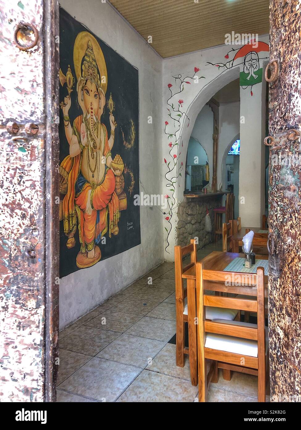 The entrance to a restaurant. Stock Photo