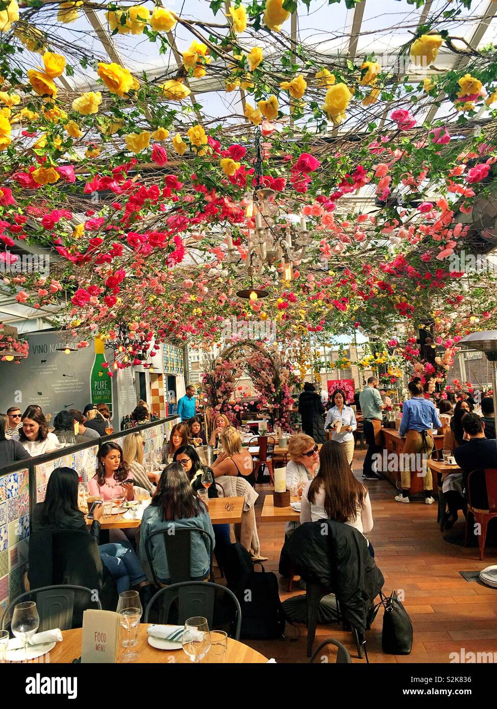 Serra, an Italian countryside restaurant on the rooftop of Eataly, NYC, USA - Smartphone Captured Stock Image