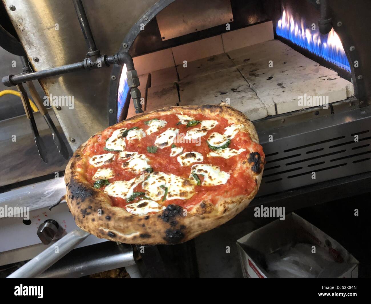 Brick oven pizza Stock Photo