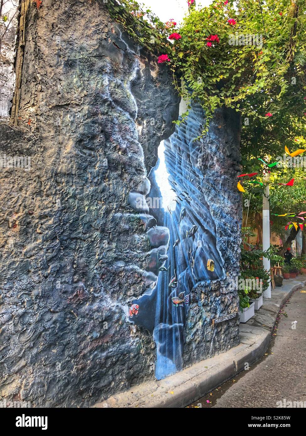 Urban street art in the Getsemani neighbourhood in Cartagena, Colombia. Stock Photo