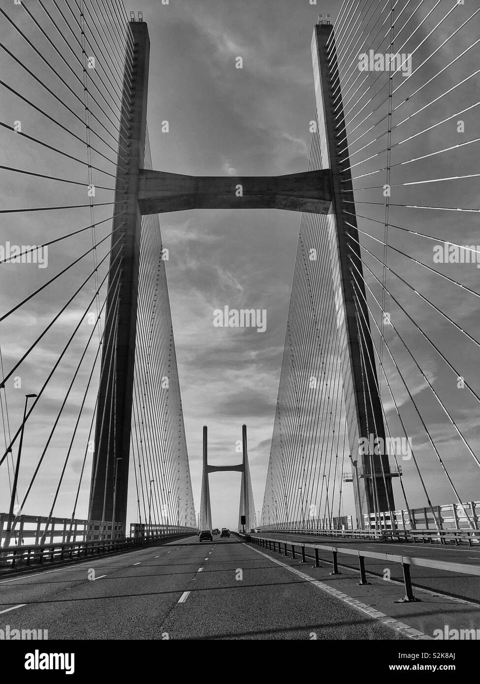 Second Severn crossing ( Prince of Wales bridge) heading from England into Wales. Stock Photo