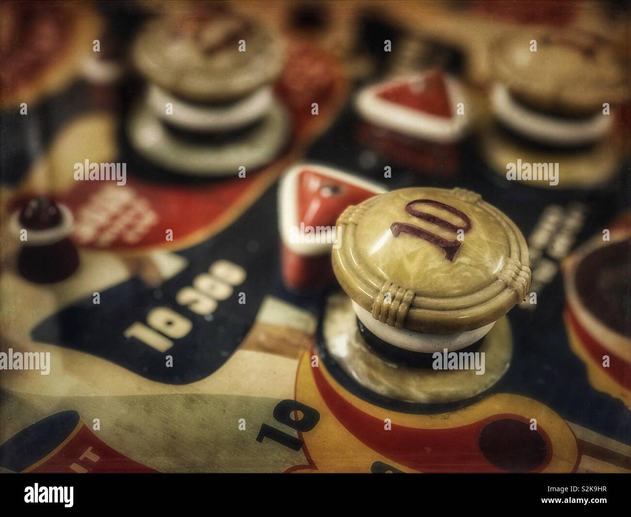 Detail of a vintage pinball machine - Smartphone Captured Stock Image