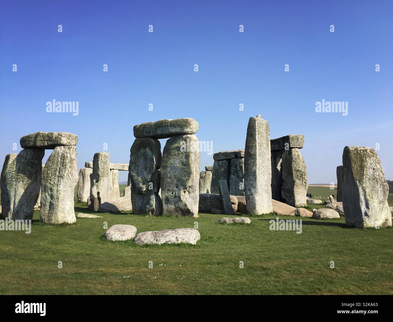 Stonehenge in England.  English Heritage site of prehistoric significance.  Stone monument that is a major tourist attraction in the UK. - Smartphone Captured Stock Image