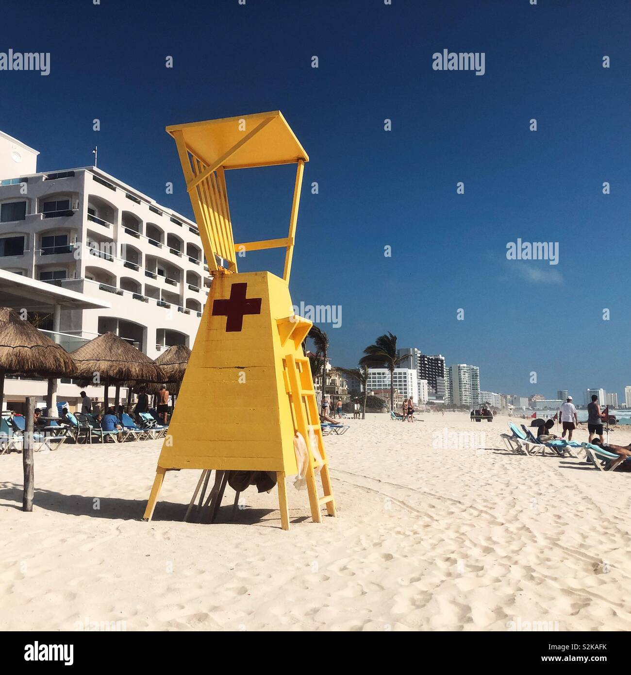 Lifeguard station on a beach in Cancun, Mexico - Smartphone Captured Stock Image
