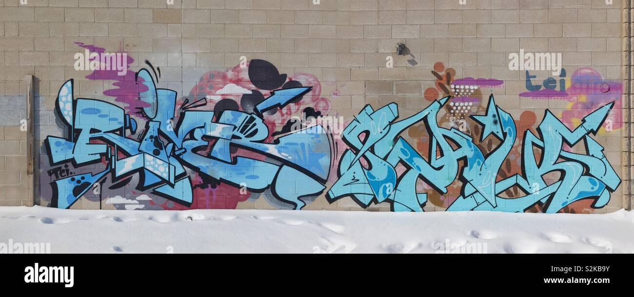 Panorama of some graffiti. Stock Photo