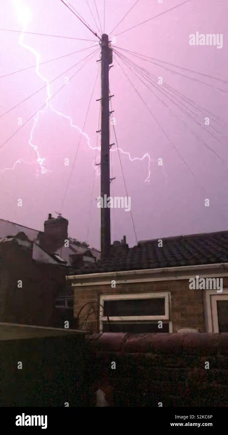 Fork of lightning during a thunderstorm Stock Photo Alamy